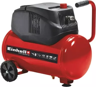 Компрессор воздушный Einhell TC-AC 200х 24х8 OF , 1.2кВт, 8 бар, 180л/мин, 220В, 24л, масляный, электрический, поршневой, коаксиальный (прямой) (4020590)