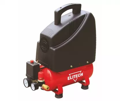 Компрессор воздушный Elitech КПБ 190/6, 1.1кВт, 8 бар, 180л/мин, 6л, безмасляный, электрический, поршневой, коаксиальный (прямой)