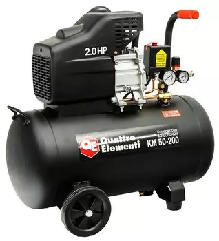 Компрессор воздушный Quattro Elementi KM 50-200, 1.5кВт, 8 бар, 200л/мин, 220В, 50л, масляный, электрический, поршневой, коаксиальный (прямой) (248-474)
