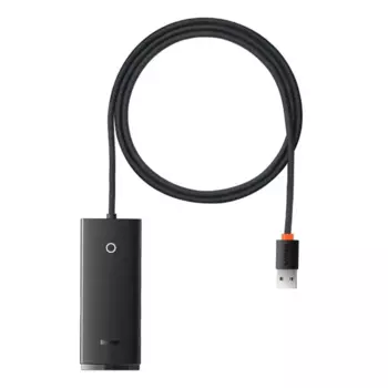Концентратор Baseus Lite Series 4-Port USB-A HUB Adapter, 4xUSB 3.0, 1 (для питания)xUSB-C, черный (WKQX030201)