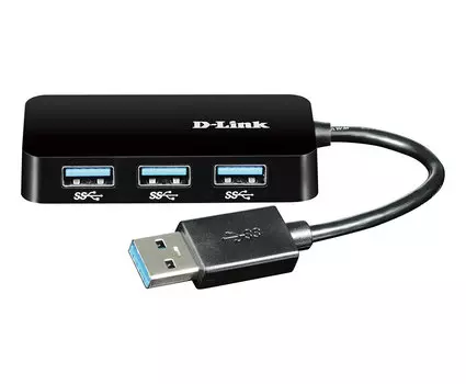 Концентратор D-Link DUB-1341, 4xUSB 3.0, черный