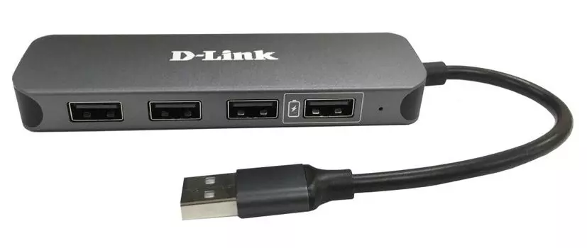 Концентратор D-Link DUB-H4, 4xUSB 2.0, блок питания, серый + Fast Charge (DUB-H4/E1A)