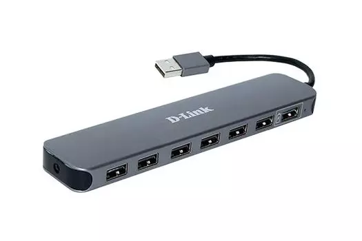 Концентратор D-Link DUB-H7/E1A, 7xUSB 2.0, блок питания, черный