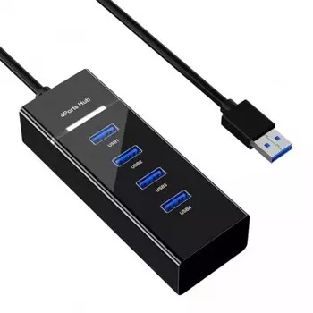 Концентратор KS-is KS-728, 3xUSB 2.0, 1xUSB 3.0, черный (KS-728)