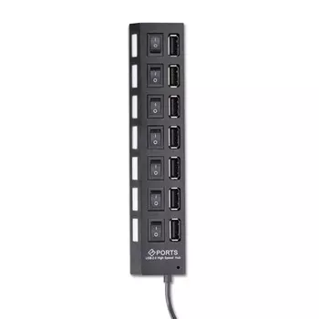 Концентратор Smartbuy 7207-B, 7xUSB 2.0, черный + с отдельными выключателями (SBHA-7207-B)