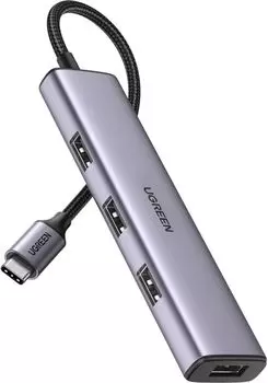 Концентратор UGREEN CM473, 4xUSB 3.0, серый (20841)