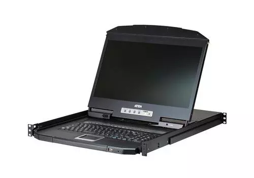 Консоль KVM (КВМ) ATEN CL3116NX, 16-ПК, VGA до 1920x1200, LCD 18.5" 1366 x 768, встроенная клавиатура, мышь USB+PS/2 (CL3116NX-ATA-RG)