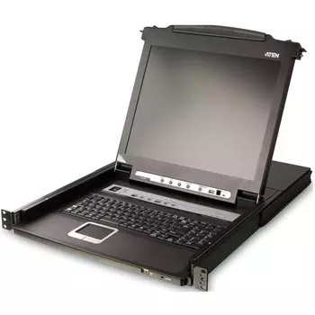Консоль KVM (КВМ) ATEN CL5716MR, 16-ПК, VGA до 1920x1200, LCD 17" 1280x1024, встроенная клавиатура, TouchPad (CL5716MR)