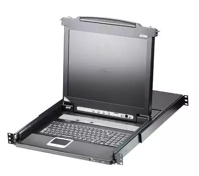 Консоль KVM (КВМ) ATEN CL5716N, 16-ПК, VGA до 1920x1200, LCD 19" 1280x1024, встроенная клавиатура, TouchPad (CL5716N-ATA-RG)