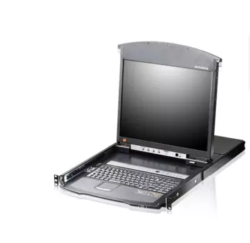 Консоль KVM (КВМ) ATEN KL1508AIM, 8-ПК, VGA до 1600x1200, LCD 17" 1280x1024, клавиатура USB+PS/2, мышь USB+PS/2 (KL1508AIM-AXA-RG/KL1508AiMR)