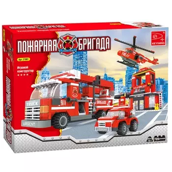 Конструктор KEYIXING "Пожарная бригада: Пожарная станция", деталей: 697 (K-21901)