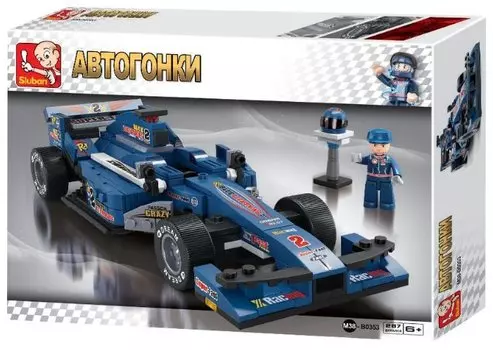 Конструктор SLUBAN "Авто Формула 2: Гоночный автомобиль F1 "Синяя молния", деталей: 257 (M38-B0353)