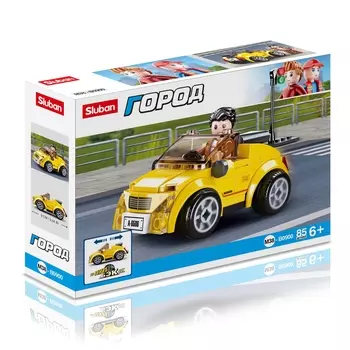 Конструктор SLUBAN "Город: Спортивный автомобиль пуллбэк", деталей: 85 (M38-B0900)