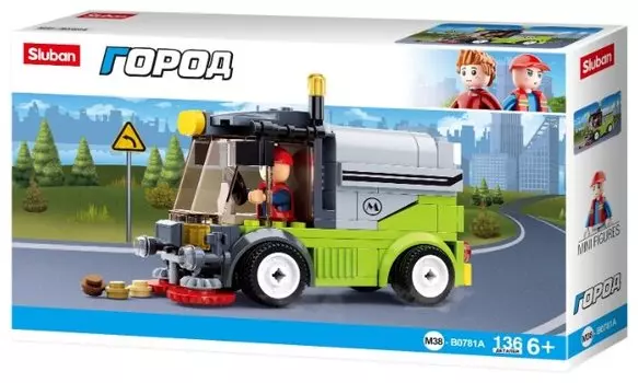 Конструктор SLUBAN "Город: Уборочный автомобиль", деталей: 136 (M38-B0781A)