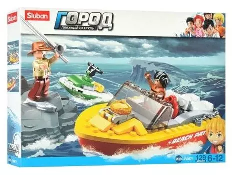 Конструктор SLUBAN "Пляжные спасатели: Патрульный катер", деталей: 129 (M38-B0671)