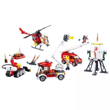 Конструктор SLUBAN "Пожарные: Набор специальной техники", деталей: 490 (M38-B0811)