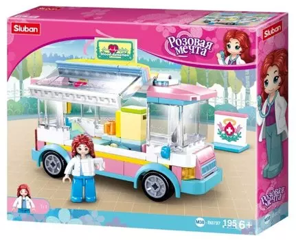 Конструктор SLUBAN "Розовая мечта: Автобус медиков", деталей: 195 (M38-B0797)