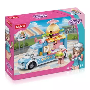 Конструктор SLUBAN "Розовая мечта: Фургончик с бургерами", деталей: 154 (M38-B0993B)