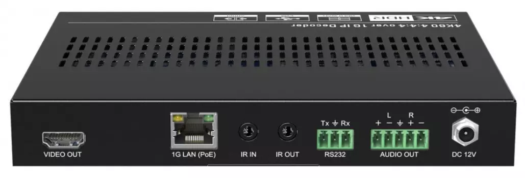 Контроллер AVoIP Digis EX-IP100R-1G, 4K 60Гц 4:4:4, 1 Гбит/с, USB, до 100 м, де-эмбеддер, RS232, черный (EX-IP100R-1G)