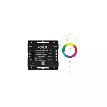 Контроллер Ecola LED strip 216 Вт/432 Вт для светодиодной ленты, с кольцевым сенсорным белым радиопультом, черный (RFC18WESB)