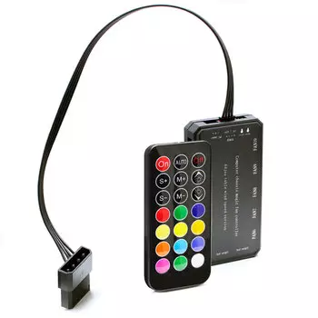 Контроллер Ginzzu RGB CRC10 для Ginzzu 12DR6, 12F6, 12R6, возможность подключения до 10 вентиляторов 6pin RGB и до двух линий RGB, черный