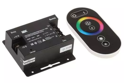 Контроллер IEK 216 Вт для светодиодной ленты, с ПДУ радио RGB 3 канала, черный (LSC1-RGB-216-RF-20-12-B)