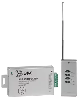 Контроллер Эра RGBcontroller-12/24V-180W/288W 180 Вт/288 Вт для светодиодной ленты, серебристый (Б0043444)