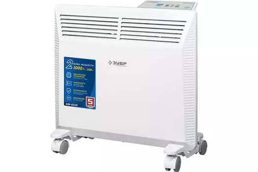 Конвектор ЗУБР Профессионал КЭП-1000 1 кВт 15 м, 220В, напольно-настенный, электронное управление, термостат, белый (КЭП-1000)