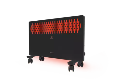 Конвектор ROYAL CLIMA FIORI Meccanico REC-FRBR2000M 2 кВт 25 м, 220В, напольно-настенный, механическое управление, термостат, черный (REC-FRBR2000M) (с подсветкой красного цвета)