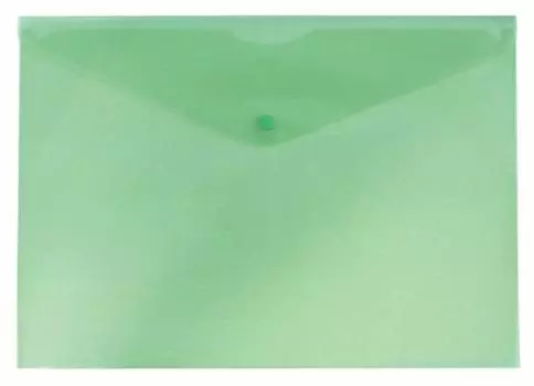 Конверт на кнопке Бюрократ Economy, A4, пластик 0.10мм, зеленый (-PK100GRN)