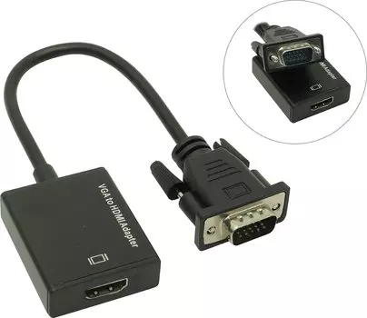 Конвертер Espada HCV0201, VGA(15M)-HDMI(19F)/Jack 3.5mm(F), черный (44083)