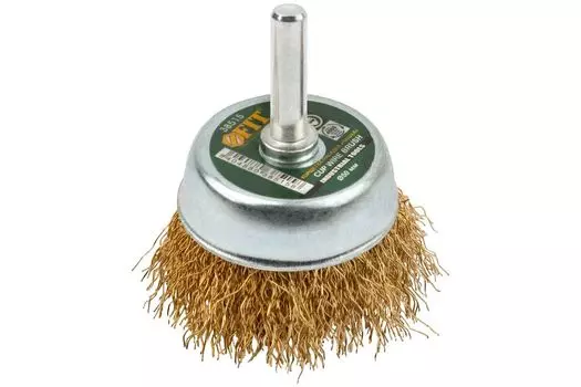 Кордщетка, для дрели FIT 50 мм, чашеобразная, гофрированная, латунированная сталь, 1шт. (38515)