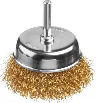Кордщетка, для дрели MIRAX 75 мм, чашеобразная, гофрированная, латунированная, 1шт. (35147-075)