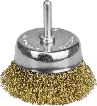 Кордщетка, для дрели STAYER 63 мм, чашеобразная, гофрированная, латунированная, 1шт. (35117-063_z01)