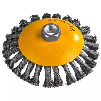 Кордщетка для ушм (болгарки) STAYER 125мм, тарельчатая, витая, сталь, 1шт. (35135-125)