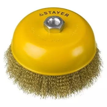 Кордщетка для ушм (болгарки) STAYER 150мм, чашеобразная, гофрированная, латунированная, 1шт. (35125-150)