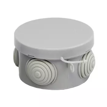 Коробка распаячная круглая 6.4 см x 6.4 см, 6.5 см, глубина 4 см, наружный монтаж, IP54, вводов:4, серый, с крышкой, -, EKF PROxima КМР-040-038 (plc-kmr-040-038-r)