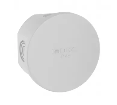 Коробка распаячная круглая, 6.5 см, глубина 3.5 см, наружный монтаж, IP44, вводов:4, серый, с крышкой, DKC 53500