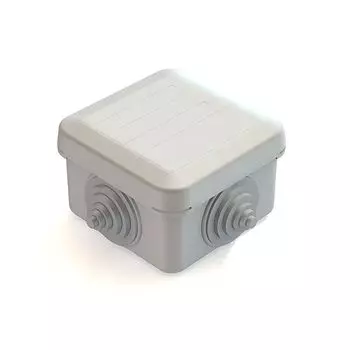 Коробка распаячная квадратная 70 мм x 70 мм, глубина 40 мм, наружный монтаж, IP55, вводов:4, серый, с крышкой, CHINT (8820012)