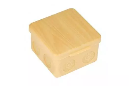 Коробка распаячная квадратная 8.5 см x 8.5 см, глубина 5 см, наружный монтаж, IP54, вводов:8, светлое дерево, с крышкой, пылевлагозащищенная без мембранных вводов, EKF PROxima КМР-030-035 (plc-kmr-030-035-s)
