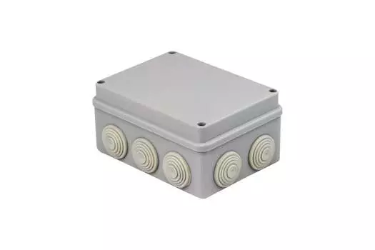 Коробка распаячная прямоугольная 150 мм x 110 мм, глубина 70 мм, наружный монтаж, IP55, вводов:10, серый, с крышкой, пылевлагозащитная, EKF PROxima КМР-050-041 (plc-kmr-050-041)