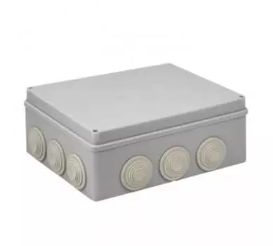 Коробка распаячная прямоугольная 24.4 см x 19 см, глубина 9.5 см, наружный монтаж, IP55, вводов:12, наличие сальников, белый, с крышкой, EKF PROxima КМР-050-043 (SQplc-kmr-050-043)