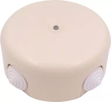 Коробка распределительная круглая, 11 см, глубина 5 см, наружный монтаж, IP20, вводов:4, песочный, Bironi B1-522-24-K (B1-522-24-K)