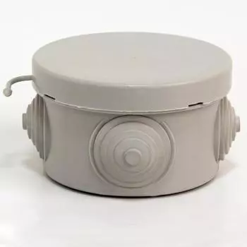 Коробка распределительная круглая 70 мм x 70 мм, 40 мм, глубина 50 мм, скрытый монтаж, IP54, вводов:4, серый, с крышкой, TOKOV ELECTRIC (TKE-KR-65-40-C06)