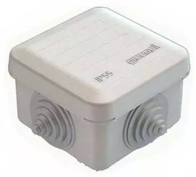 Коробка распределительная круглая 7 см x 7 см, глубина 4 см, наружный монтаж, IP55, вводов:4, наличие сальников, серый, с крышкой, Greenel (GE41236)