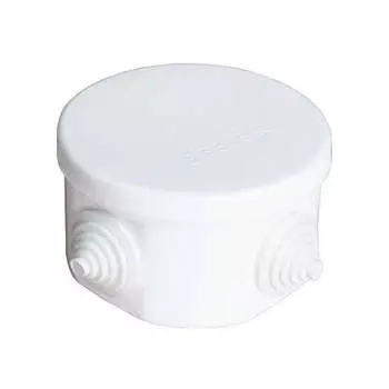 Коробка распределительная круглая, 7.5 см, глубина 4.5 см, наружный монтаж, IP54, вводов:4, наличие сальников, белый, с крышкой, Epplast (240341)