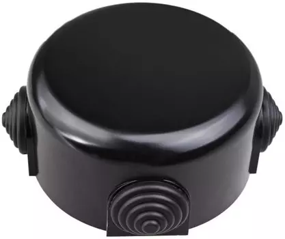 Коробка распределительная круглая, 9 см, глубина 4.5 см, наружный монтаж, IP20, вводов:4, черный, Bironi R1-523-23-K (R1-523-23-K)