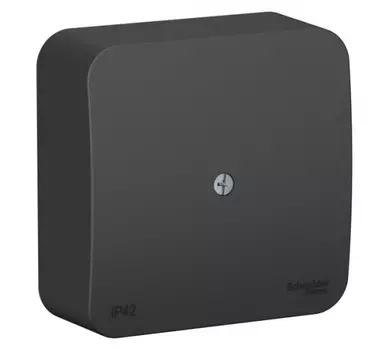 Коробка распределительная квадратная 7.5 см x 7.5 см, глубина 3 см, наружный монтаж, IP42, антрацит, Schneider Electric (BLNRK000016)