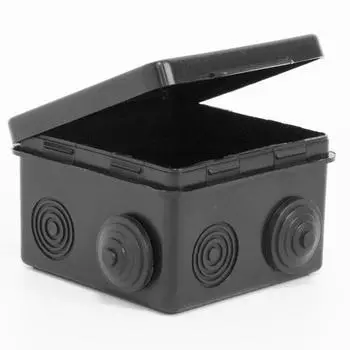 Коробка распределительная квадратная 80 мм x 80 мм, глубина 50 мм, скрытый монтаж, IP54, вводов:7, черный, с крышкой, TOKOV ELECTRIC (TKE-KR-80-80-50-C05)