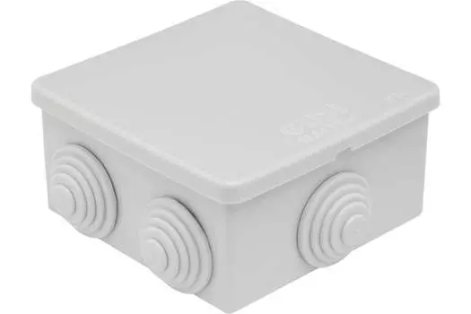 Коробка распределительная квадратная 80 мм x 80 мм, глубина 40 мм, наружный монтаж, IP44, вводов:6, серый, с крышкой, GUSI Electric (С3В86 Евро)